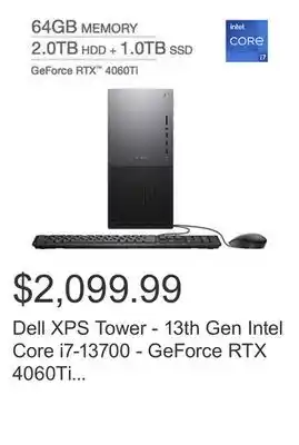 Costco Dell xps tower - 13th gen intel core i7-13700 - geforce rtx 4060ti - windows 11 offer