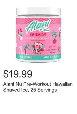 Costco Alani nu pre-workout hawaiian shaved ice, 25 servings offer