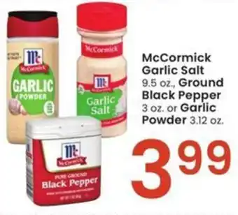 Albertsons McCormick Garlic Salt 9.5 oz., Ground Black Pepper 3 oz. or Garlic Powder 3.12 oz. offer
