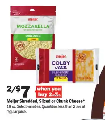 Meijer Meijer shredded, sliced or chunk cheese offer
