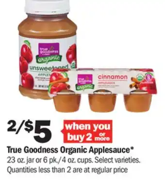 Meijer True goodness organic applesauce offer