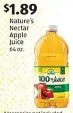 Aldi Nature's Nectar Apple Juice offer