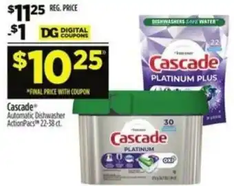 Dollar General Cascade Automatic Dishwasher ActionPacs offer