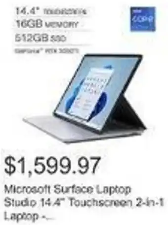 Costco Microsoft Surface Laptop Studio 14.4 Touchscreen 2-in-1 Laptop offer