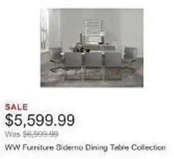 Costco WW Furniture Siderno Dining Table Collection offer