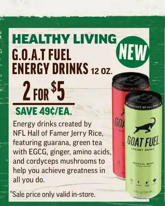 Central Market Healthy Living G.o.a.t. Fuel Energy Drinks 12 Oz. offer