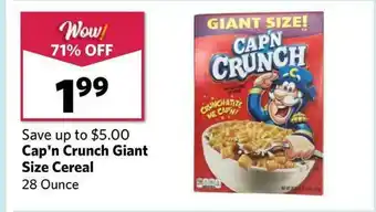 Grocery Outlet Cap'n Crunch Giant Size Cereal offer