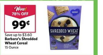 Grocery Outlet Barbara's Shredded Wheat Cereal offer