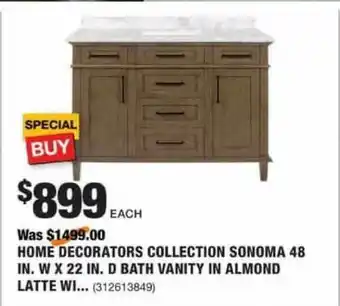 The Home Depot Home Decorators Collection Sonoma 48 In. W X 22 In. D Bath Vanity In Almond Latte Wi offer