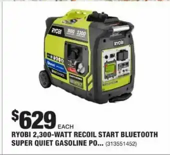 The Home Depot Ryobi 2,300-watt Recoil Start Bluetooth Super Quiet Gasoline Po offer