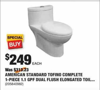 The Home Depot American Standard Tofino Complete 1-piece 1.1 Gpf Dual Flush Elongated Toil offer