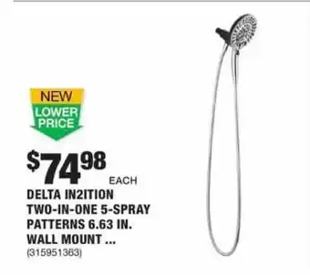 The Home Depot Delta In2ition Two-in-one 5-spray Patterns 6.63 In. Wall Mount offer