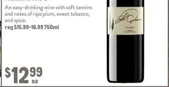 New Seasons Market An Easy-drinking Wine With Soft Tannins And Notes Of Ripe Plum, Sweet Tobacco And Spice offer