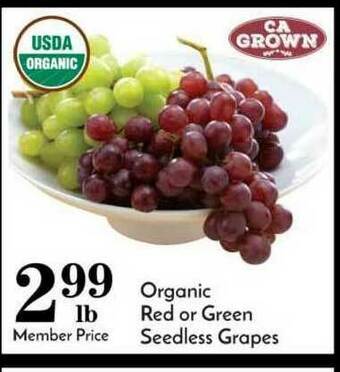 Pavilions Organic Red Or Green Seedless Grapes offer