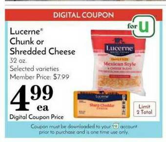 Pavilions Lucerne® Chunk Or Shredded Cheese offer