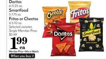Pavilions Doritos, Smartfood, Fritos Or Cheetos offer