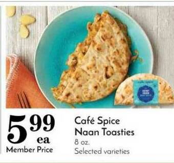 Pavilions Café Spice Naan Toasties offer