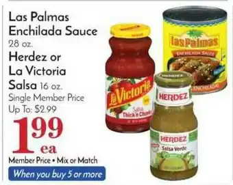 Pavilions Las Palmas Enchilada Sauce, Herdez Or La Victoria Salsa offer