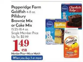 Pavilions Pepperidge Farm Goldfish, Pillsbury Brownie Mix Or Cake Mix offer
