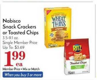 Pavilions Nabisco Snack Crackers Or Toasted Chips offer