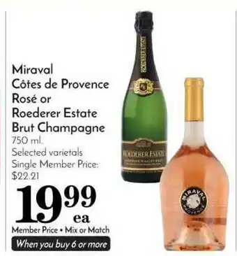 Pavilions Miraval Côtes De Provence Rosé Or Roederer Estate Brut Champagne offer