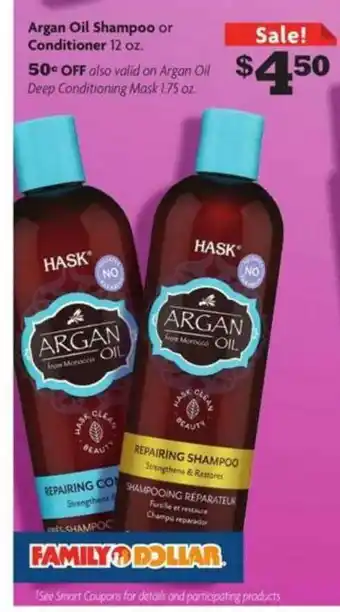 Family Dollar Argan Oil Shampoo Or Conditioner offer