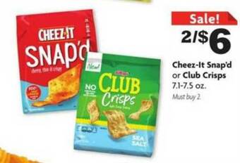 Family Dollar Cheez-It Snap'd Or Club Crisps offer