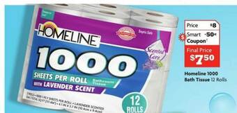 Family Dollar Homeline 1000 Bath Tissue offer