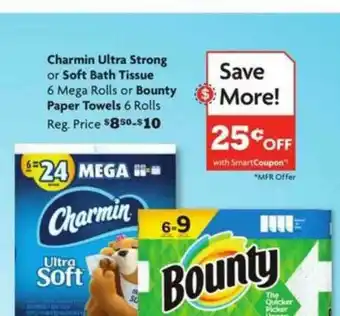 Family Dollar Charmin Ultra Strong Or Soft Bath Tissue Or Bounty Paper Towels offer