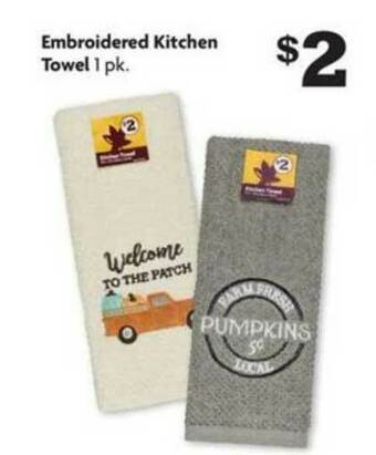 Family Dollar Embroidered Kitchen Towel offer