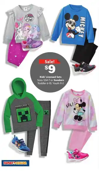 Family Dollar Kids' Licensed Sets Or Sneakers offer