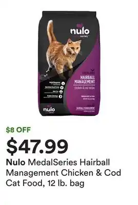 Petco Medalseries hairball management chicken & cod cat food, 12 lb. bag offer