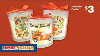 Family Dollar Sentiment Candle offer
