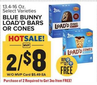 Food Lion Blue Bunny Load'd Bars Or Cones offer