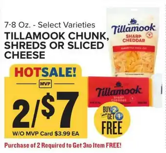 Food Lion Tillamook Chunk, Shreds Or Sliced Cheese offer