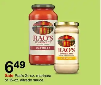 Target Rao's 24 - oz. marinara or 15 - oz. alfredo sauce offer