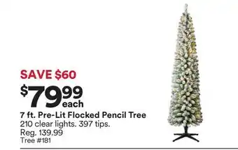 Michaels 7 ft. pre-lit flocked pencil tree offer