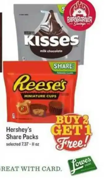 Lowes Foods Hershey's Share Packs offer