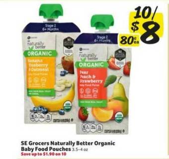 Winn Dixie SE Grocers Naturally Better Organic Baby Food Pouches offer