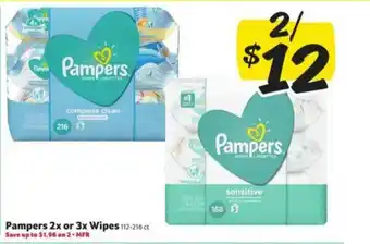 Winn Dixie Pampers 2x Or 3x Wipes offer
