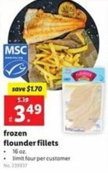 Lidl Frozen Flounder Fillets offer