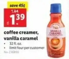 Lidl Coffee Creamer Vanilla Caramel offer