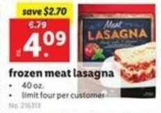 Lidl Frozen Meat Lasagna offer
