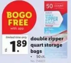 Lidl Double Zipper Quart Storage Bags offer