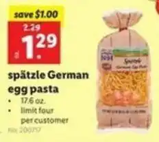 Lidl Spätzle German Egg Pasta offer