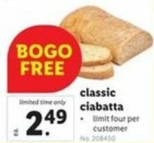 Lidl Classic Ciabatta offer