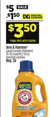 Dollar General Arm & hammer liquid laundry detergent offer