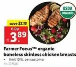 Lidl Farmer Focus Organic Boneless Skinless Chicken Breast offer