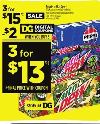 Dollar General Pepsi or mtn dew offer