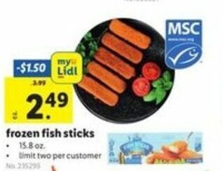Lidl Frozen Fish Sticks offer